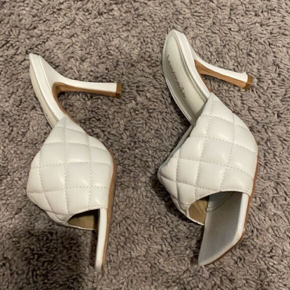 Klara White Quilted Square Toe High Heel Sandals - Picture 4 of 4